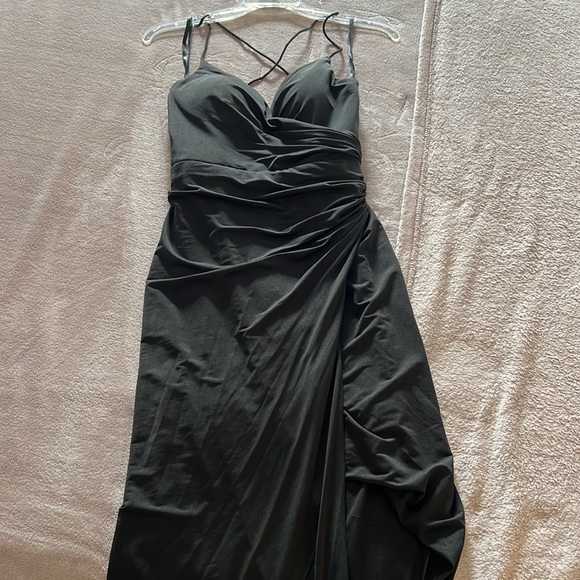 Bariano Faux-Wrap Shirred Evening Dress Gown. Very good/thick quality/fabric. - Picture 8 of 11